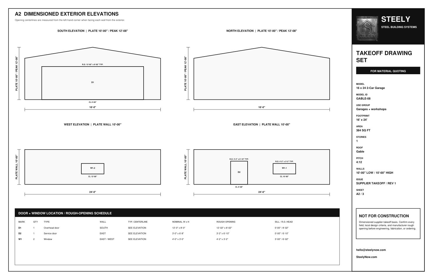 Steely sample four-elevation drawing sheet