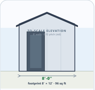 8 × 12 Classic Shed catalog elevation