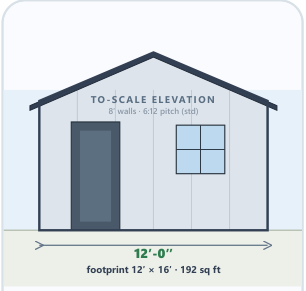 12 × 16 Backyard Office catalog elevation