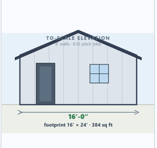 16 × 24 2-Car Garage catalog elevation