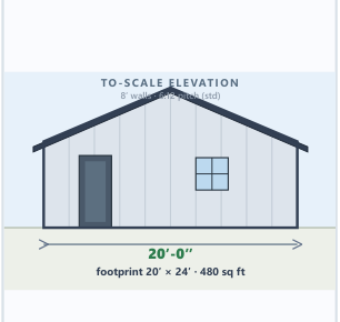 20 × 24 2-Car Garage+ catalog elevation
