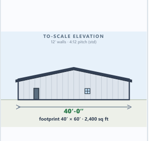 40 × 60 Large Shop catalog elevation