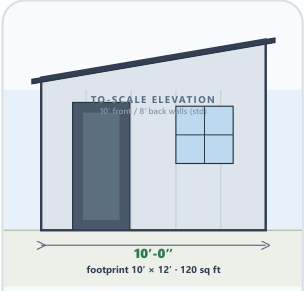 10 × 12 Storage Shed catalog elevation