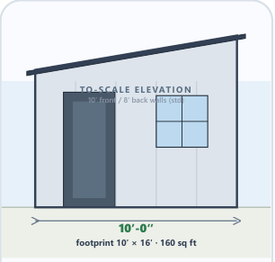 10 × 16 Storage Shed catalog elevation