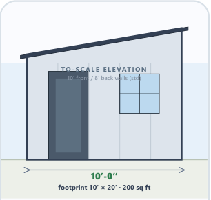 10 × 20 Lean-To Shed catalog elevation